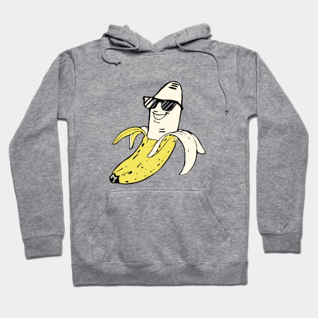 funny banana wearing sun glasses Hoodie by Roocolonia